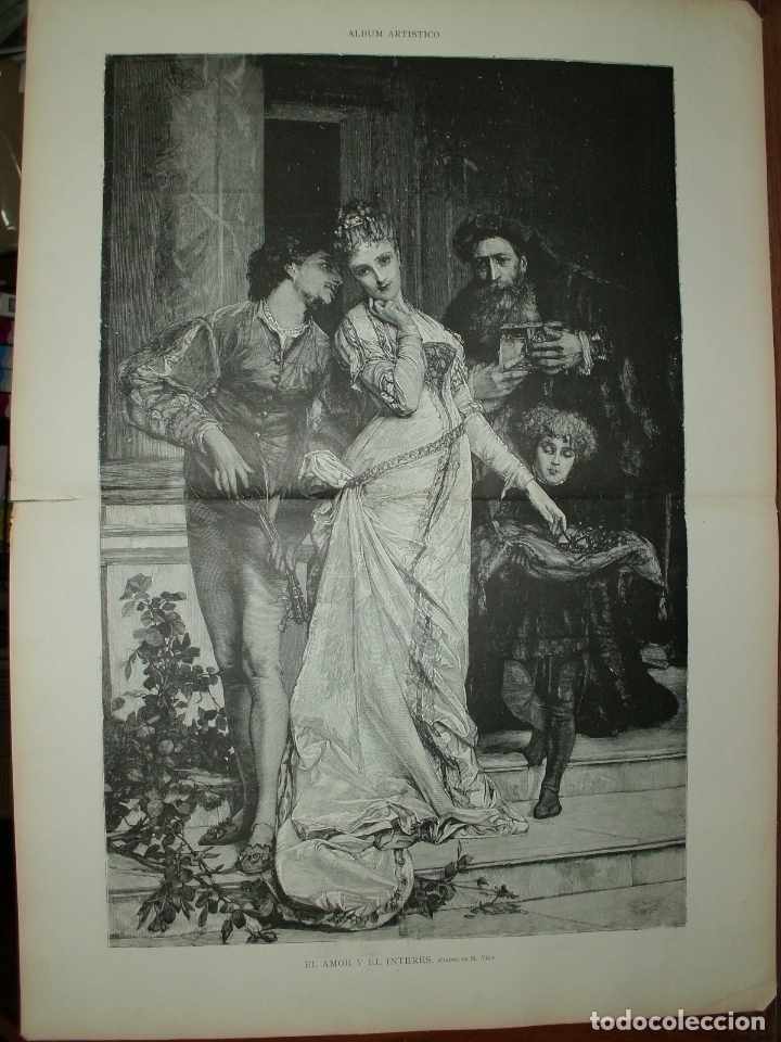 Arte: XILOGRAFIA: EL AMOR Y EL INTERES. CUADRO DE M. VELY. ILUSTRACION ARTISTICA G-ILUSESP-008