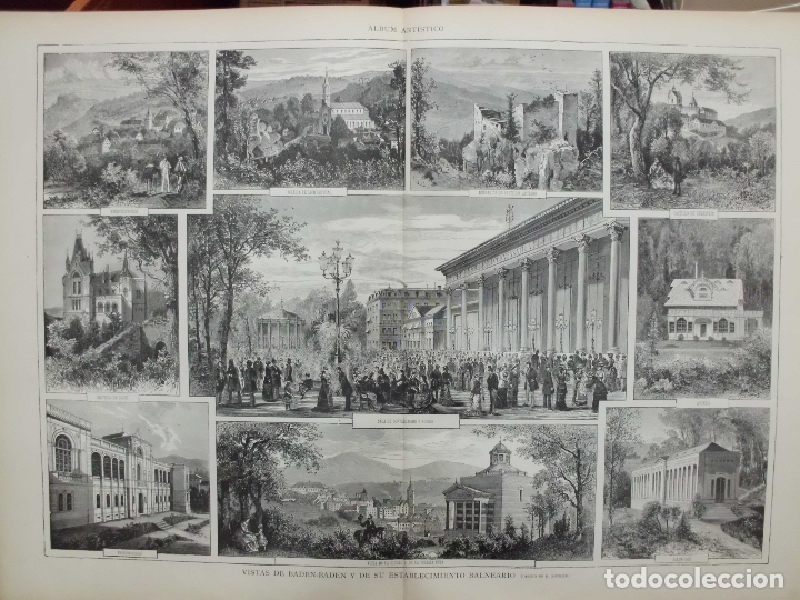 Arte: XILOGRAFIA: VISTAS DE BADEN-BADEN Y DE SU ESTABLECIMIENTO BALNEARIO. K. KOHLER  G-ILUSESP-015
