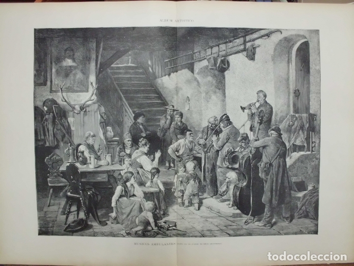 Arte: XILOGRAFIA: MUSICOS AMBULANTES. CUADRO DE HUGO KAUFFMANN. LA ILUSTRACION ARTISTICA  G-ILUSESP-032