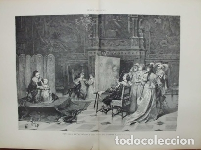 Arte: XILOGRAFIA: VAN DICK RETRATANDO A LOS HIJOS DE CARLOS l. CUADRO DE B. GIULIANO   G-ILUSESP-066