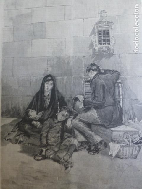 Arte: SIN PATRIA Y SIN HOGAR XILOGRAFIA 1890 - Foto 1