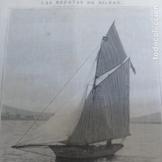 Arte: BILBAO REGATAS BALANDRA ESPERANZA XILOGRAFIA 1890