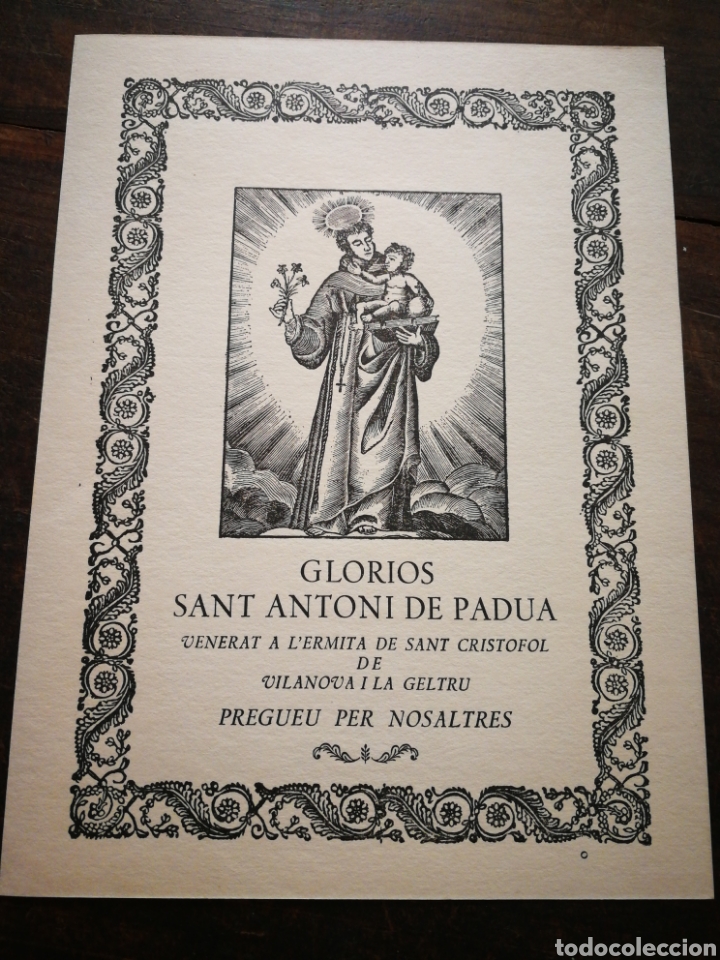 Arte: XILOGRAFIA GLORI&Oacute;S ST ANTONI DE P&Agrave;DUA- ERMITA ST.CRIST&Ograve;FOL,VILANOVA I LA GELTR&Uacute;, R.VIVES SABAT&Eacute;,1974