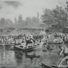 Arte: VALLADOLID CORRIDA DE TOROS EN EL PISUERGA TAUROMAQUIA .AÑO 1872 BUENA IMPRESION
