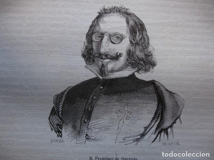 Arte: FRANCISCO DE QUEVEDO .GRABADO DEL A&Ntilde;O 1850 - Foto 1