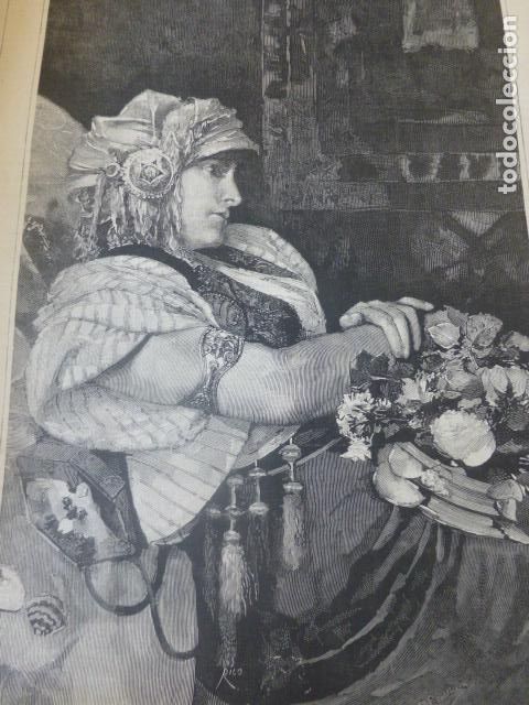 Arte: UNA ODALISCA POR BENLLIURE ANTIGUO GRABADO XILOGRAFICO XILOGRAFIA 1883