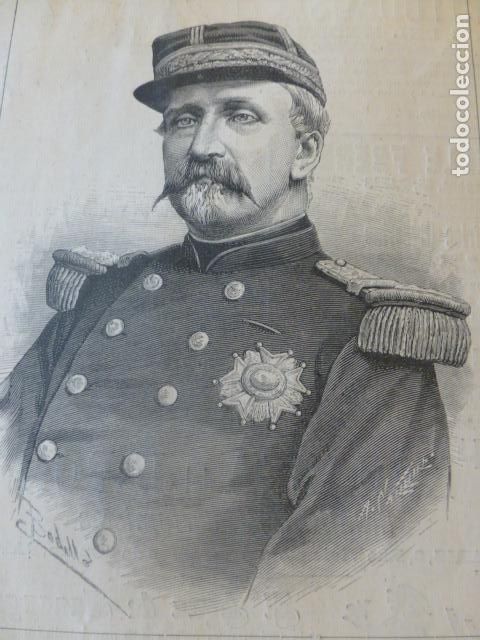Arte: GENERAL DUQUE DE AUMALE ANTIGUO GRABADO XILOGRAFICO XILOGRAFIA 1883