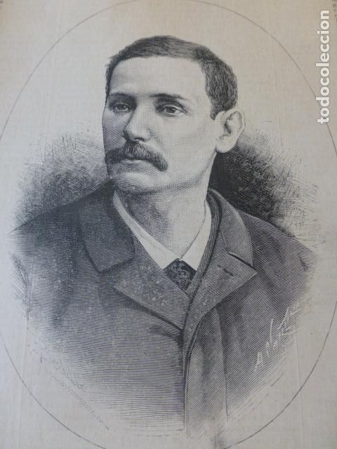 Arte: BENITO PEREZ GALDOS ANTIGUO GRABADO XILOGRAFICO XILOGRAFIA 1883
