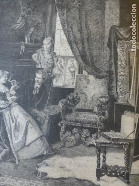 Kunst: EN EL ESTUDIO ANTIGUO GRABADO XILOGRAFICO XILOGRAFIA 1883