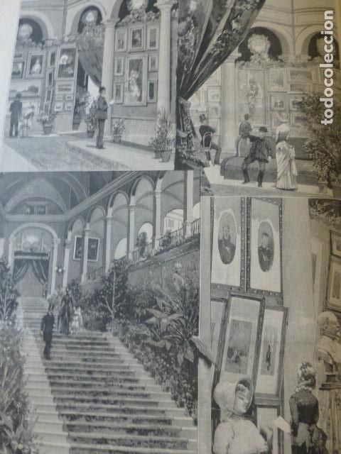 Art: MADRID MINISTERIO ULTRAMAR INAUGURACI&Oacute;N PATIO COL&Oacute;N ANTIGUO GRABADO XILOGRAFICO XILOGRAFIA 1883