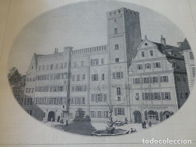 Kunst: RATISBONA BAVIERA HOTEL DE LA CRUZ DE ORO ANTIGUO GRABADO XILOGRAFICO XILOGRAFIA 1883