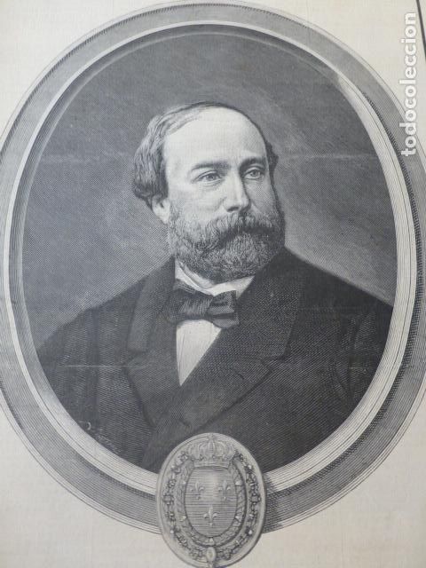 Arte: EL CONDE DE CHAMBORD ANTIGUO GRABADO XILOGRAFICO XILOGRAFIA 1883