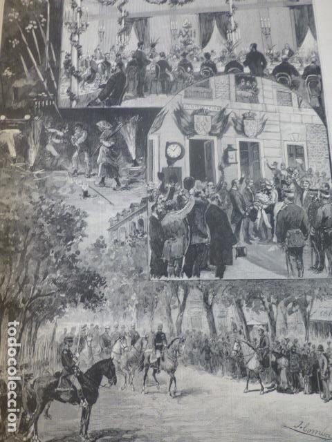 Art: LEON Y SAN SEBASTIAN VIAJE DEL REY ANTIGUO GRABADO XILOGRAFICO XILOGRAFIA 1883