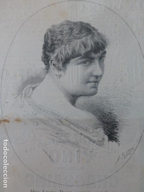 Arte: MISS LEONA DARE ANTIGUO GRABADO XILOGRAFICO XILOGRAFIA 1883