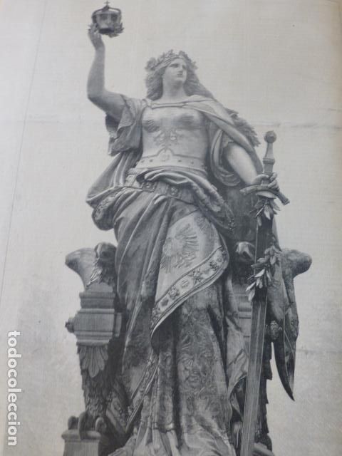 Art: GERMANIA ESCULTURA DE SCHILLING ANTIGUO GRABADO XILOGRAFICO XILOGRAFIA 1883