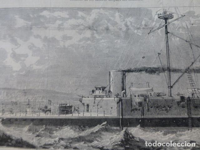 Kunst: MARINA BRITANICA DE GUERRA EL CONQUEROR ANTIGUO GRABADO XILOGRAFICO XILOGRAFIA 1883