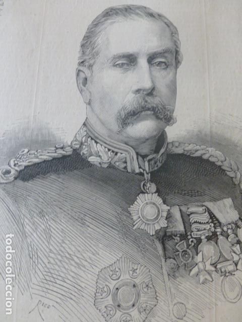 Arte: SIR GERALD GRAHAM MAYOR GENERAL ANTIGUO GRABADO XILOGRAFICO XILOGRAFIA 1884