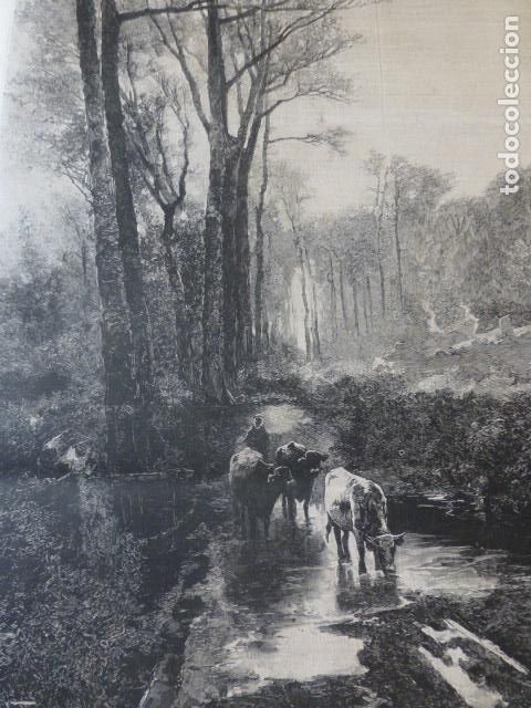 Arte: UN CAMINO EN BRETA&Ntilde;A ANTIGUO GRABADO XILOGRAFICO XILOGRAFIA 1884
