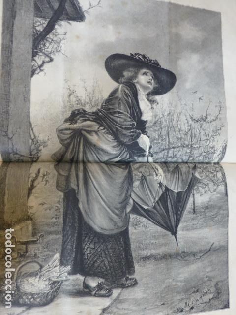 Art: EL AGUACERO ANTIGUO GRABADO XILOGRAFICO XILOGRAFIA 1877