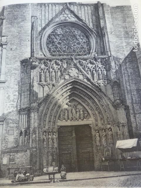 Art: VALENCIA PUERTA DE LOS APOSTOLES EN LA CATEDRAL ANTIGUO GRABADO XILOGRAFICO XILOGRAFIA 1877