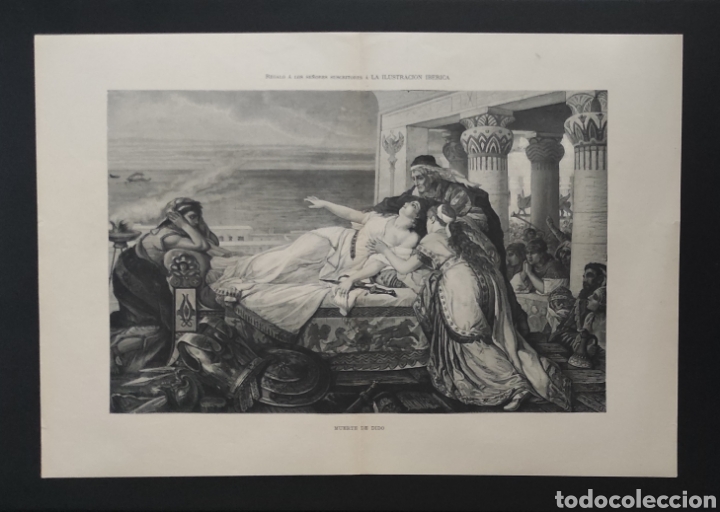 Arte: Muerte de Dido. Grabado basado en la obra de Joseph Stallaert, c. 1872