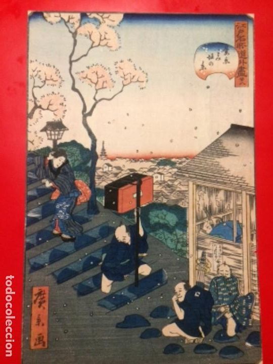 Arte: serie 28 escenas de las afueras de Edo, Ukiyoe de HiroKage, (-1868)