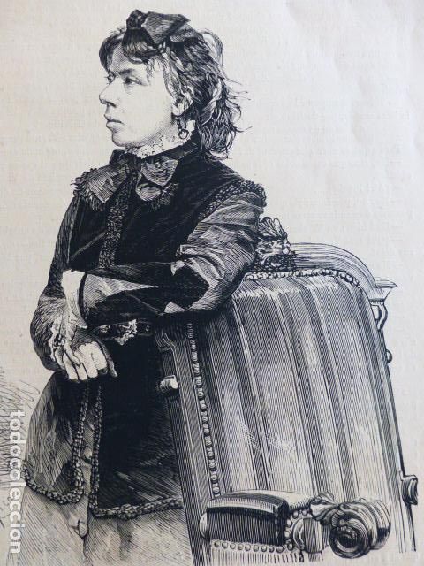 Kunst: CECILIA SAVOUR&Eacute; PROFESORA DE PINTURA DE TAPICERIA ANTIGUO GRABADO XILOGRAFICO XILOGRAFIA 1874