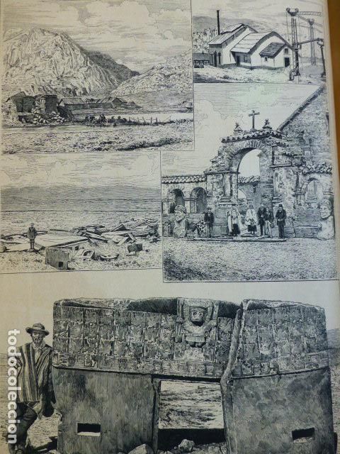 Arte: BOLIVIA DIVERSOS ASPECTOS ANTIGUO GRABADO XILOGRAFICO XILOGRAFIA 1877