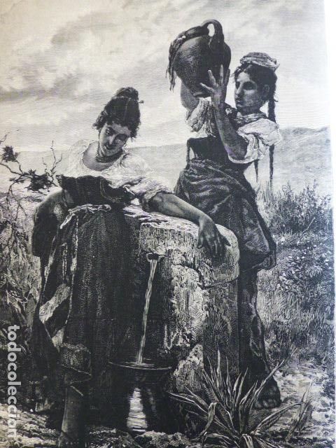 Arte: AL TOQUE DEL AVE MARIA ANTIGUO GRABADO XILOGRAFICO XILOGRAFIA 1877