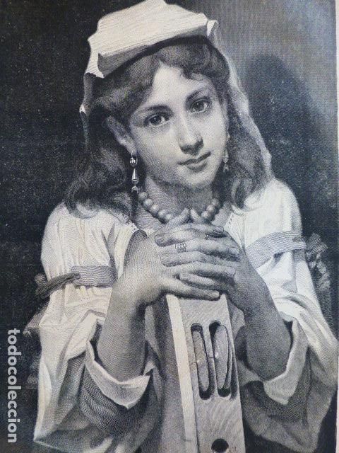 Arte: TAMBURINA ITALIANA ANTIGUO GRABADO XILOGRAFICO XILOGRAFIA 1878