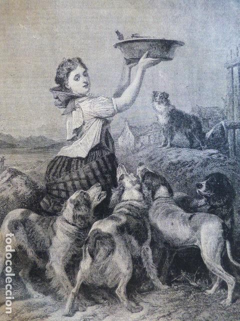 Arte: LA HIJA DEL GUARDABOSQUE DE ANSDELL ANTIGUO GRABADO XILOGRAFICO XILOGRAFIA 1878