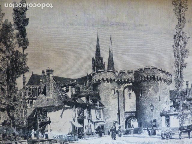 Arte: CHARTRES FRANCIA LA PUERTA GUILLAUME ANTIGUO GRABADO XILOGRAFICO XILOGRAFIA 1879