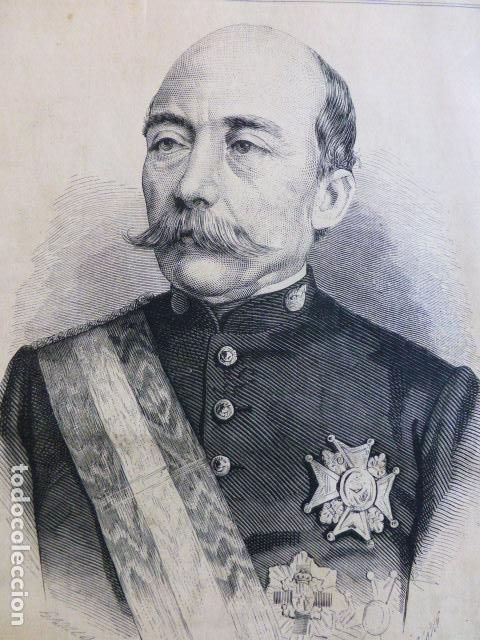 Arte: ANTONIO CABALLERO Y FERNANDEZ DE RODAS TENIENTE GENERAL GRABADO XILOGRAFICO XILOGRAFIA 1876