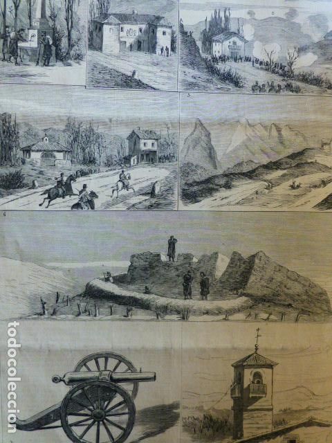 Art: ARLABAN VILLARREAL ALAVA GUERRAS CARLISTAS POSICIONES MILITARES GRABADO XILOGRAFICO XILOGRAFIA 1876