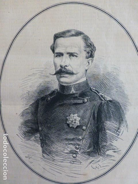 Arte: GREGORIO VERD&Uacute; COMANDANTE GENERAL DE INGENIEROS GRABADO XILOGRAFICO XILOGRAFIA 1876