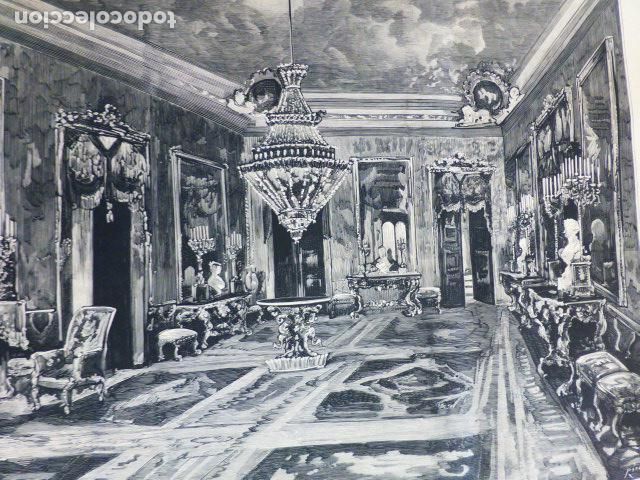Kunst: MADRID PALACIO REAL SALON DEL PRINCIPE DE GALES GRABADO XILOGRAFICO XILOGRAFIA 1876