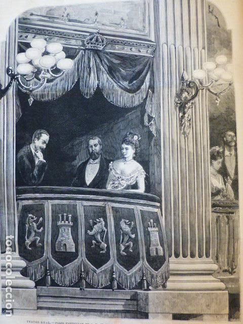 Art: MADRID TEATRO REAL EL PRINCIPE DE GALES GRABADO XILOGRAFICO XILOGRAFIA 1876