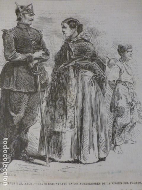 Art: MADRID TIPOS EN ALREDEDORES DE LA VIRGEN DEL PUERTO ANTIGUO GRABADO XILOGRAFICO XILOGRAFIA 1858