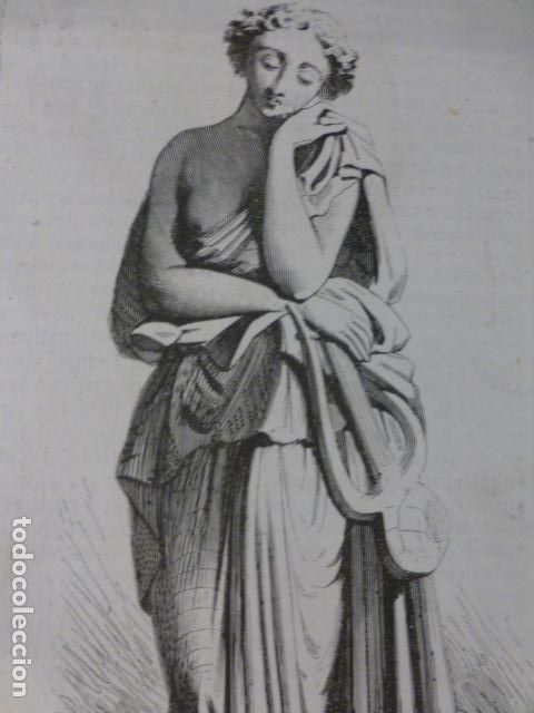 Art: SAFO ESTATUA DE JOSE SANTIGOSA ANTIGUO GRABADO XILOGRAFICO XILOGRAFIA 1858