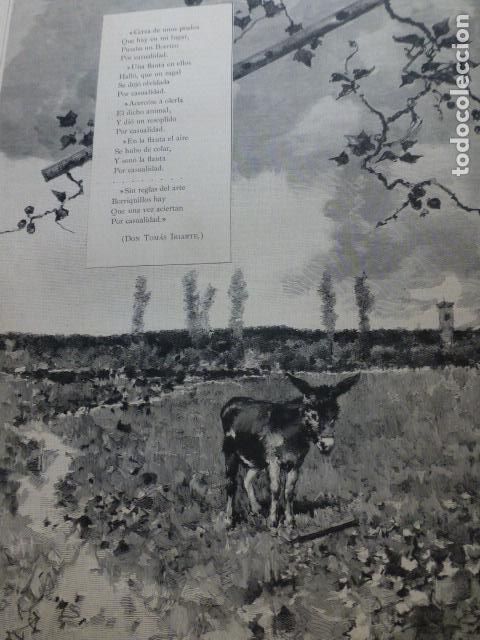 Kunst: FABULAS AL LAPIZ EL BURRO FLAUTISTA GRABADO XILOGRAFICO XILOGRAFIA 1885