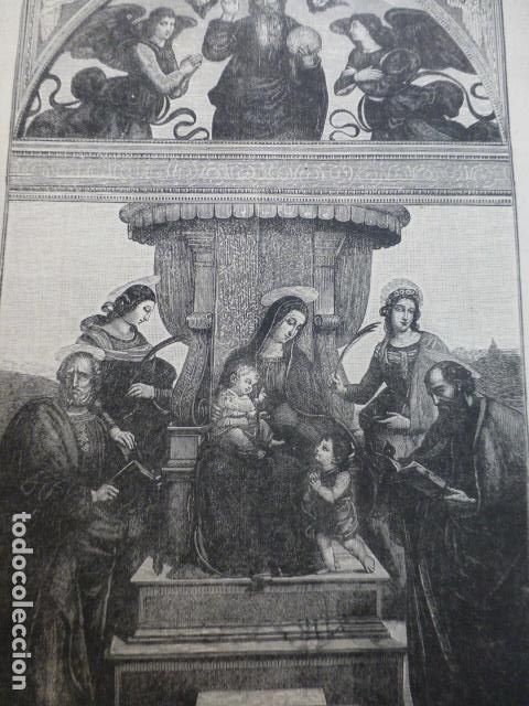 Arte: MADONNA DE SAN ANTONIO DE RAFAEL SANZIO GRABADO XILOGRAFICO XILOGRAFIA 1885