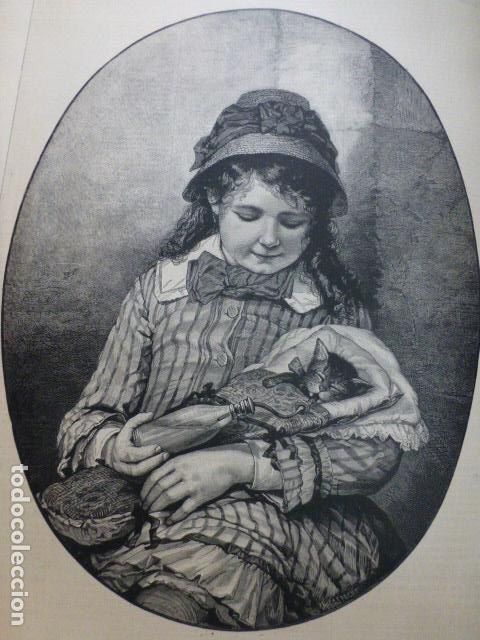 Kunst: EL INSTINTO DE LA MATERNIDAD GRABADO XILOGRAFICO XILOGRAFIA 1885