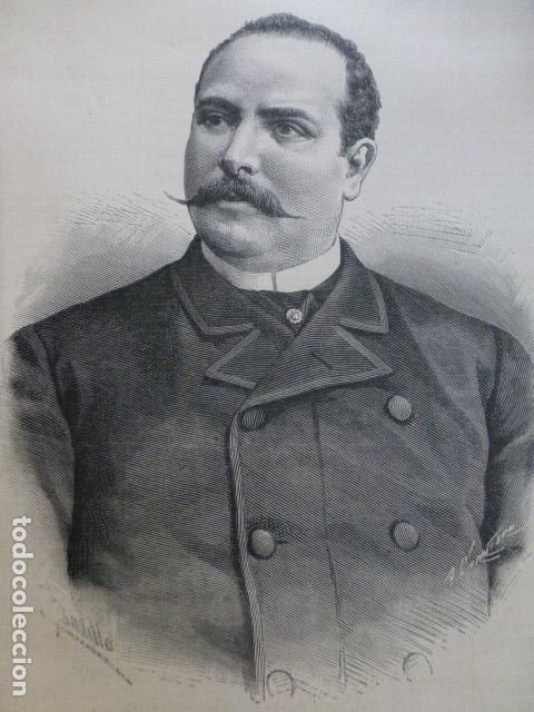 Kunst: ALBERTO OSCH Y FUSTIGUERAS ALCALDE DE MADRID GRABADO XILOGRAFICO XILOGRAFIA 1885