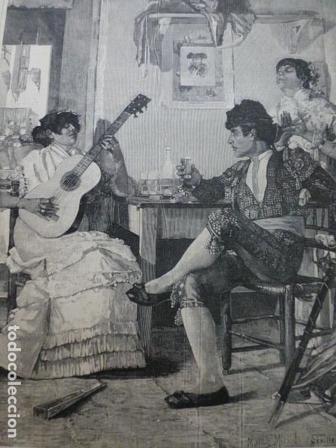 Kunst: DESPUES DE LA CORRIDA SARAO FLAMENCO GRABADO XILOGRAFICO XILOGRAFIA 1885
