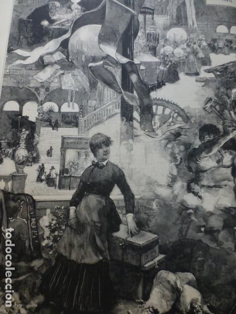 Kunst: PARIS EXPOSICION TRABAJO NACIONAL PALACIO DE LA INDUSTRIA GRABADO XILOGRAFICO XILOGRAFIA 1885