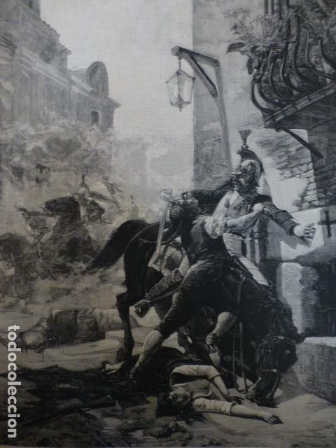 Art: MALASA&Ntilde;A Y SU HIJA ANTIGUO GRABADO XILOGRAFICO XILOGRAFIA 1887