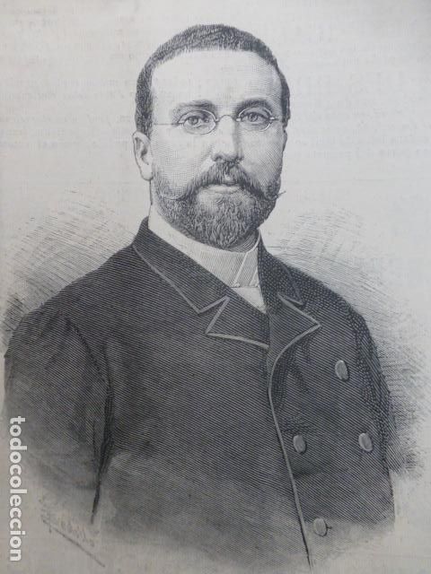 Art: JOSE ESP&Iacute; Y ULRICH COMPOSITOR ANTIGUO GRABADO XILOGRAFICO XILOGRAFIA 1887
