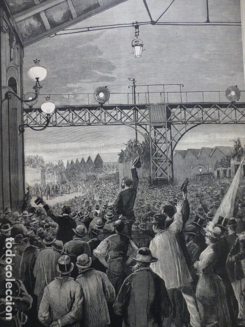 Art: PARIS MANIFESTACION EN HONOR AL GENERAL BOULANGER ANTIGUO GRABADO XILOGRAFICO XILOGRAFIA 1887