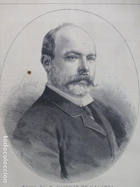 Kunst: VICENTE DE GALARZA PRESIDENTE DEL DIARIO DE LA HABANA ANTIGUO GRABADO XILOGRAFICO XILOGRAFIA 1887