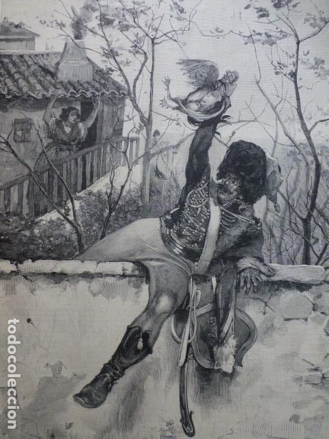 Art: DE MERODEO POR DOMINGO MU&Ntilde;OZ ANTIGUO GRABADO XILOGRAFICO XILOGRAFIA 1887